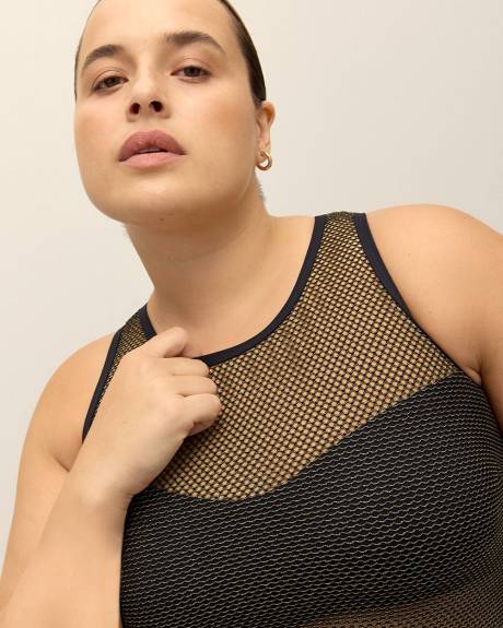 Shiny Fishnet Tankini Top