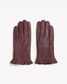 Gants en cuir avec ourlet à mini volants