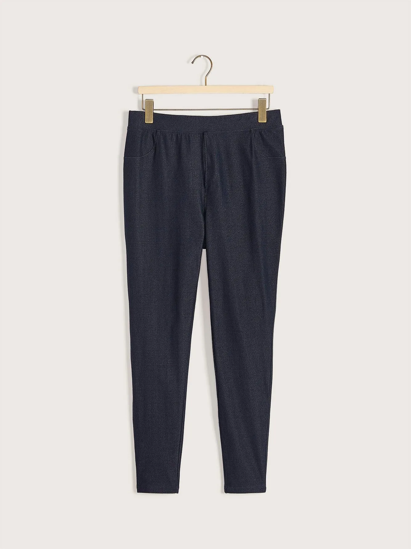 Solid Denim Leggings with Elastic Waistband Addition Elle Penningtons