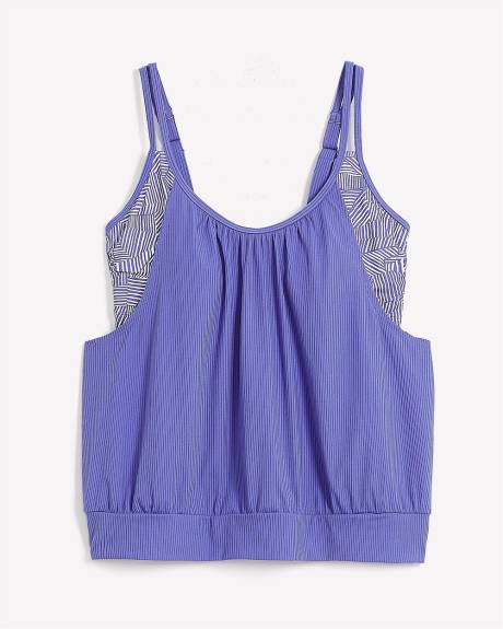 Textured Tankini with Broken Line Print Bandeau