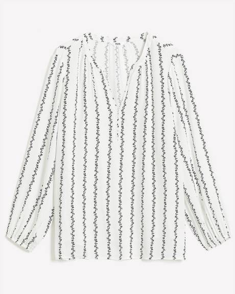 Blouse bohème à rayures fleuries