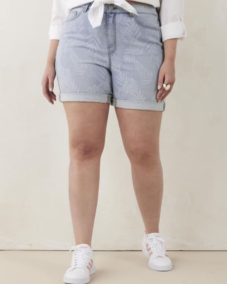 Responsible, Printed Rolled Cuff Denim Shorts, Light Wash - d/C JEANS