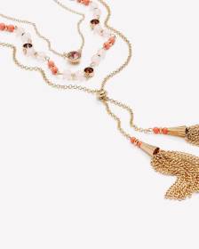 Long Multi-Chain Necklace with Beads and Tassels