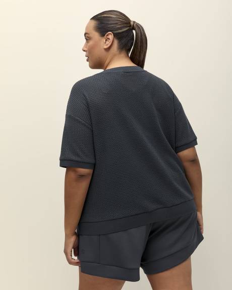 Pull en tricot gaufré crocheté avec encolure Henley ouverte - Active Zone