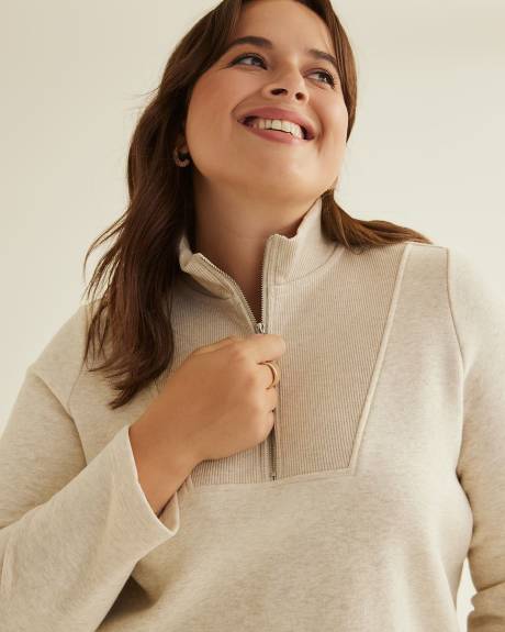 Mock-Neck Long-Sleeve Sweatshirt