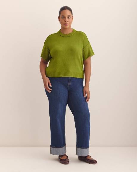 Relaxed Crewneck Short-Sleeve Sweater