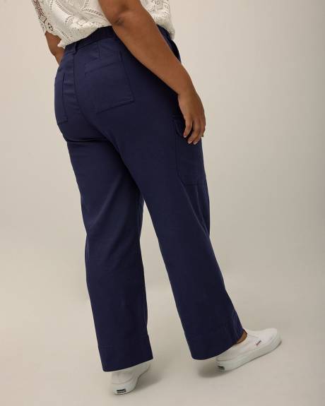 Blue Wide-Leg Casual Cargo Pant