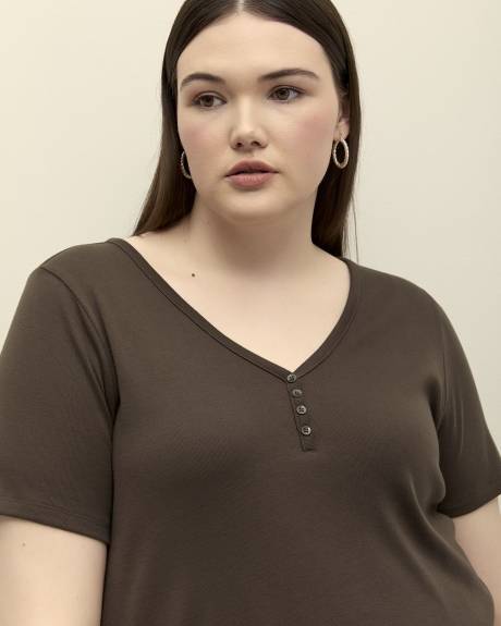 T-shirt en tricot côtelé, coupe girlfriend - Essentiels PENN.
