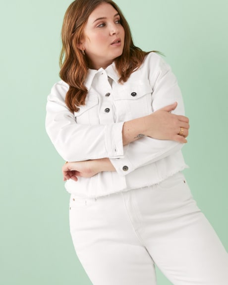 Cropped Denim Jacket, White Denim - Addition Elle