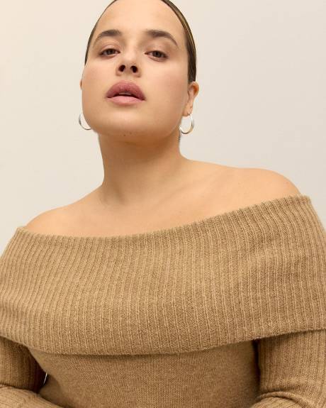 Folded-Over Off-Shoulder Sweater - Addition Elle