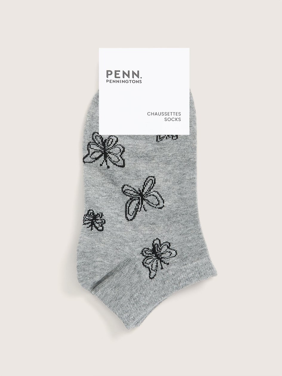 Ankle Socks with Butterfly Print