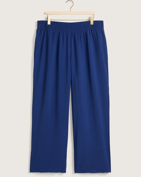 Solid Wide Leg Pant with Elastic Waistband