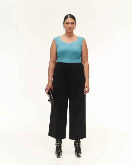 Black High-Waisted Wide-Leg Pant with Pleats - Addition Elle