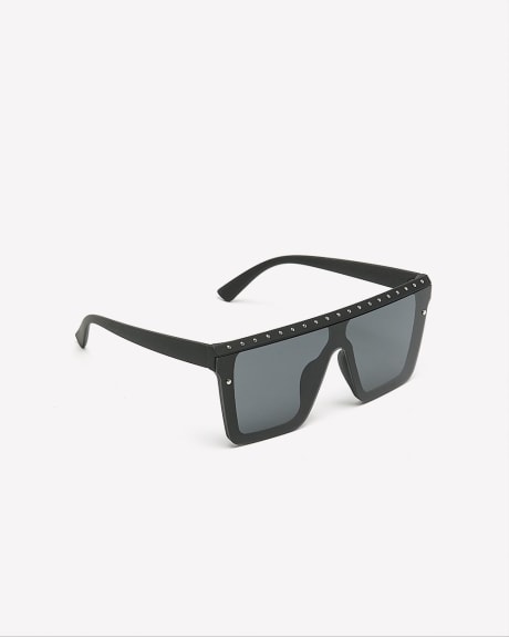 Studded Shield-Lens Plastic Sunglasses