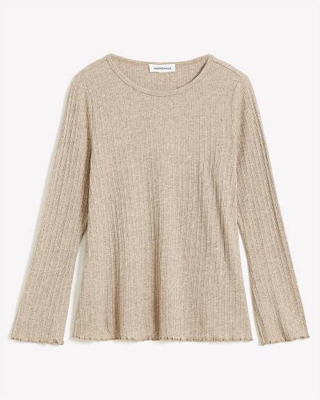 Ribbed Knit Top with Trumpet Sleeves - Addition Elle
