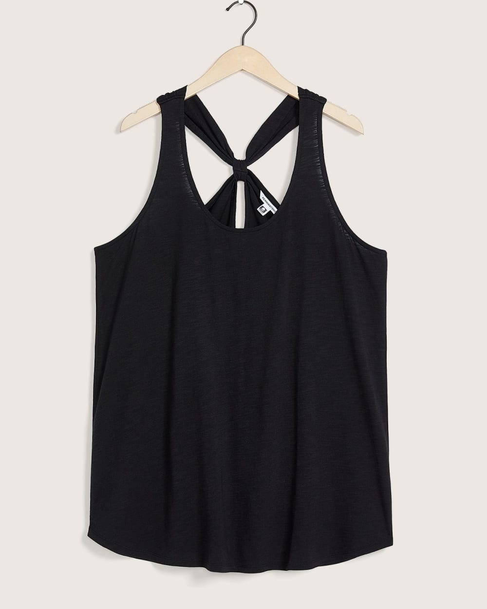 Solid Tank Top with Scoop Neckline and Back Knot
