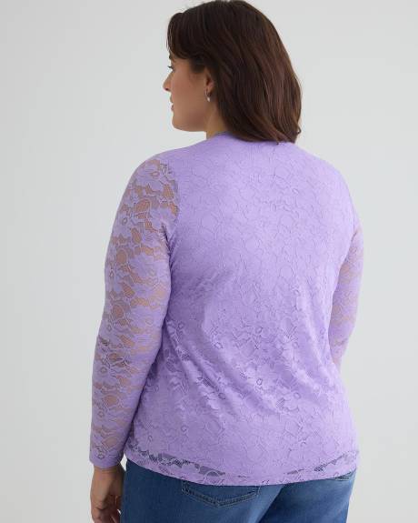 Long-Sleeve Crew-Neck Lace Top