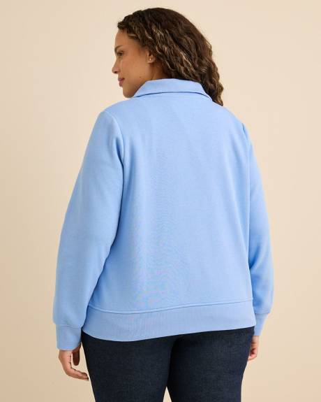 Mock-Neck Fleece Knit Top