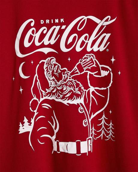 Red Crewneck Sweatshirt with Holiday Coca-Cola Print