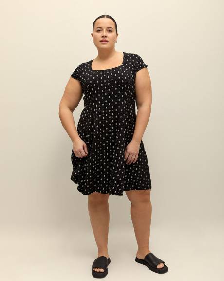 Responsible, Short-Sleeve Square-Neck Knit Dress