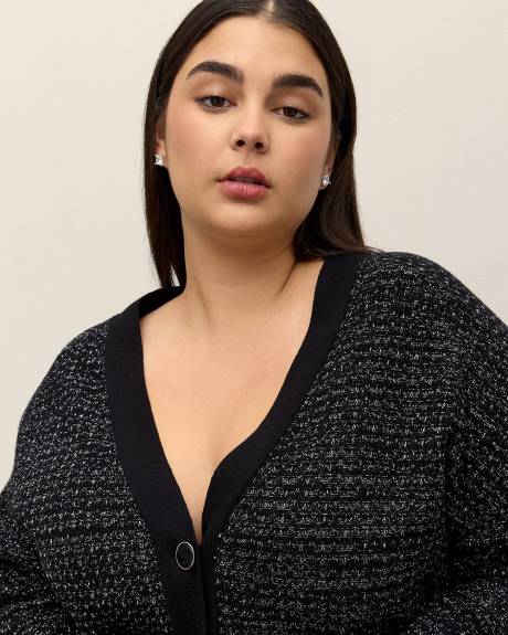 Black Knit Cardigan with Jewel Buttons