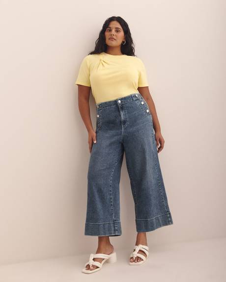 Crewneck Knit Top with Twist Detail - Addition Elle