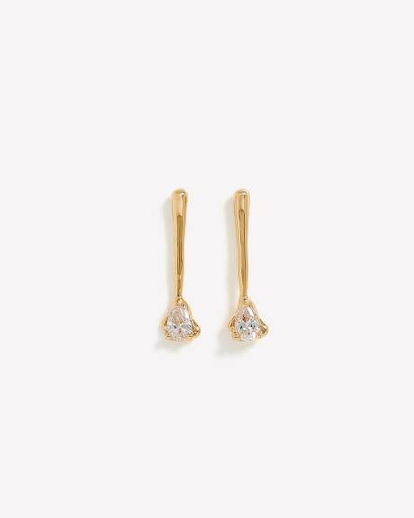 Boucles d'oreilles pendantes droites avec pierre de zircon