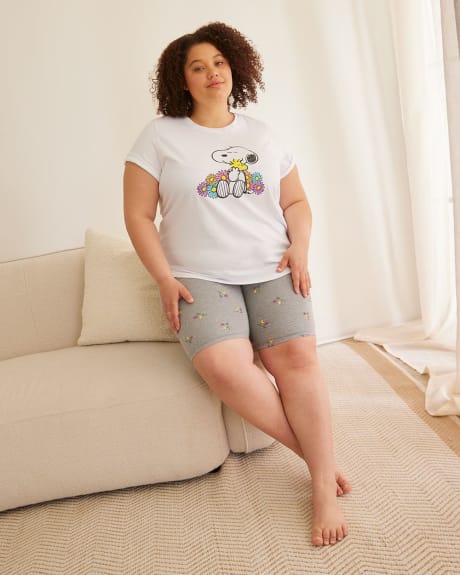 Pajama Top with Snoopy Placement Print - ti Voglio