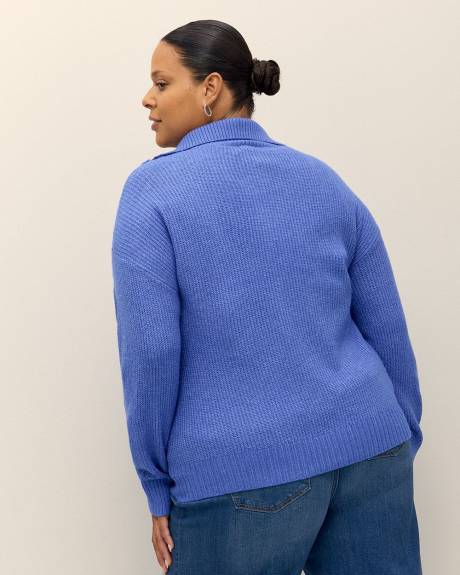 Blue Half-Zip Knit Sweater