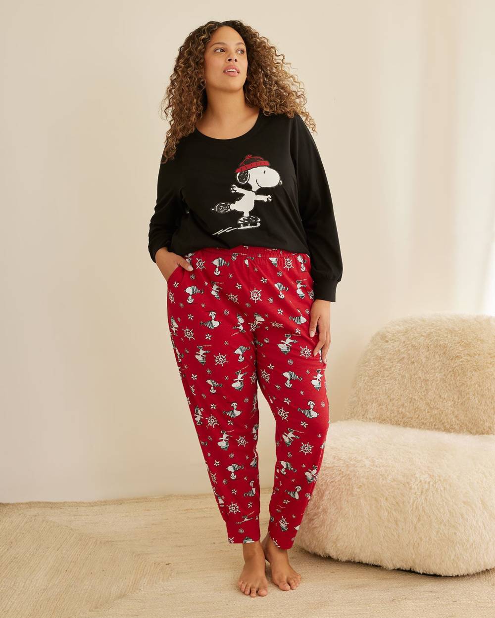 Knit Jogger Pyjama Pant with Snoopy Print - ti Voglio