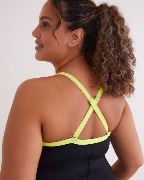 Colour Block One-Piece Bathing Suit with Binding - Active Zone