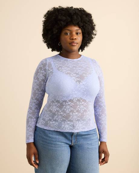 Haut en dentelle &agrave; manches longues - Addition Elle