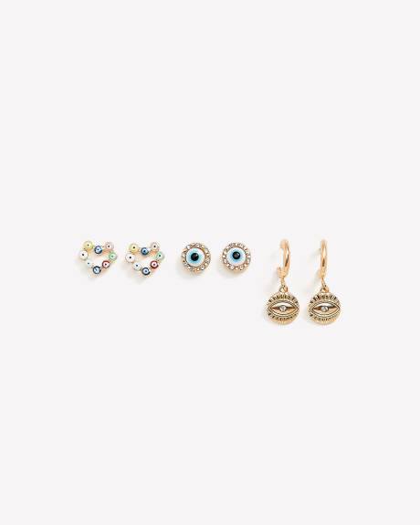 Assorted Evil Eye Earrings, Set of 3