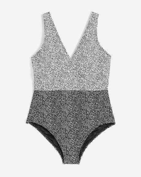 All-Over-Print Wrap One-Piece Swimsuit