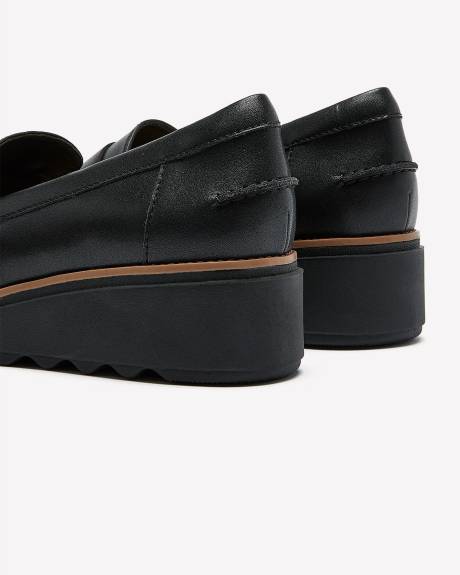 Wide-Width, Sharon Gracie Black Leather Loafers - Clarks