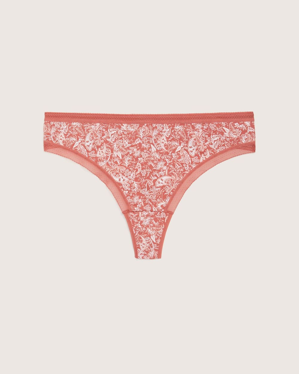 Jersey Cotton Lace Thong, Paisley Print - ti VOGLIO | Penningtons