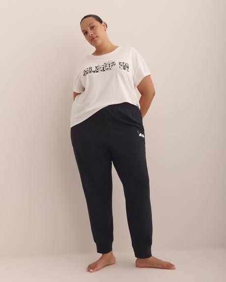 White Snoopy Short-Sleeve Pyjama T-Shirt with Cheetah Text - ti Voglio