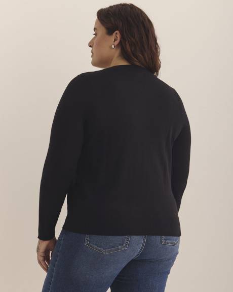 Responsible, Buttoned-Down Cotton Blend Crewneck Cardigan