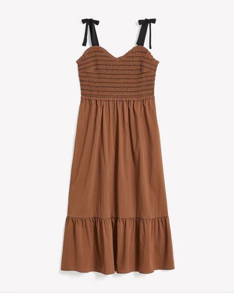 Sleeveless Maxi Tiered Dress with Contrast Smocking - Addition Elle
