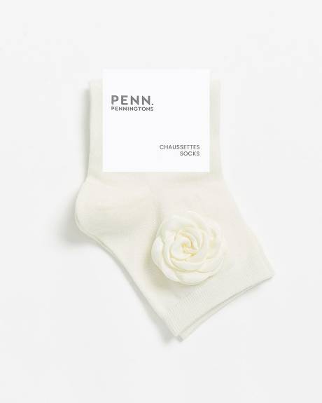 Ankle Socks with Satin Flower