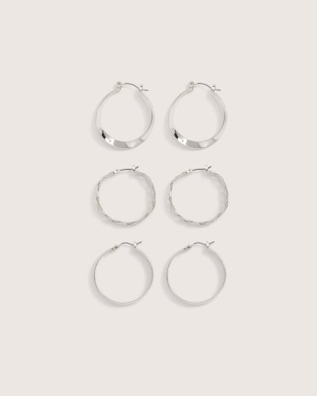 Assorted Medium Hoop Earrings, Set of 3