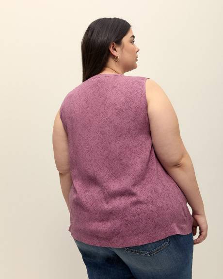 Blouse sans manches plissée à col mandarin, tissu responsable