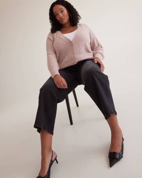 Cardigan avec billes et paillettes à mailles pointelle