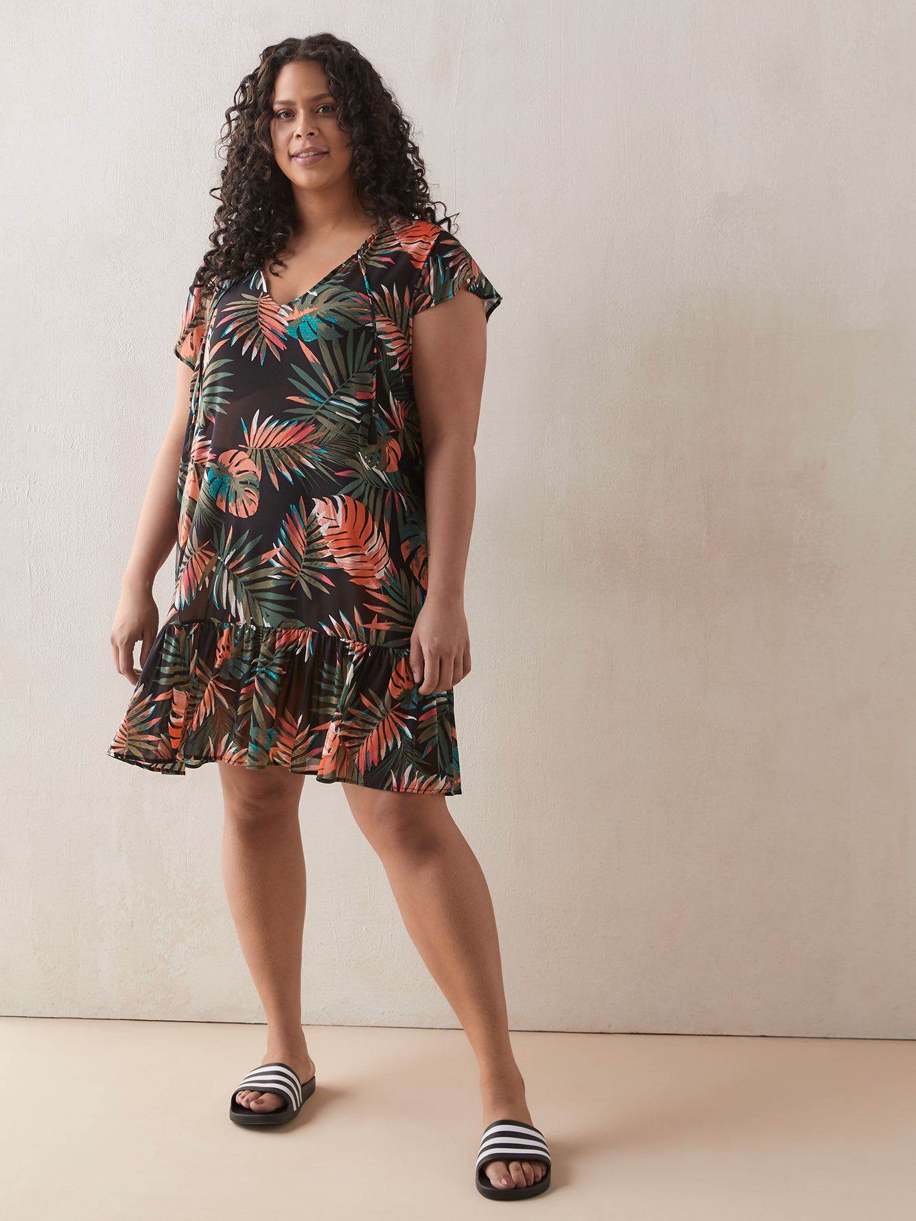 CoverUp Swim Dress With Flutter Sleeves In Every Story Penningtons