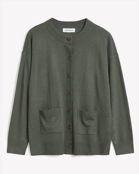 Cardigan boutonné à col rond, tissu responsable - Addition Elle