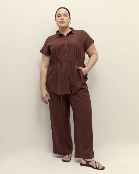 Linen Blend Wide Leg Pant