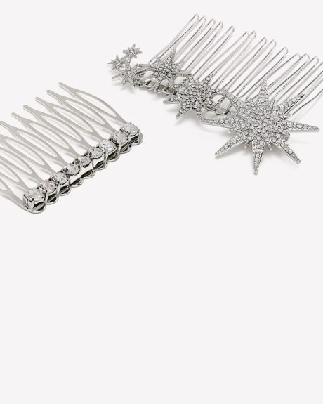 Hair Comb Pins with Stones, Set of 2