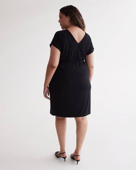 Knit Dress V-Shaped Front and Back Neckline