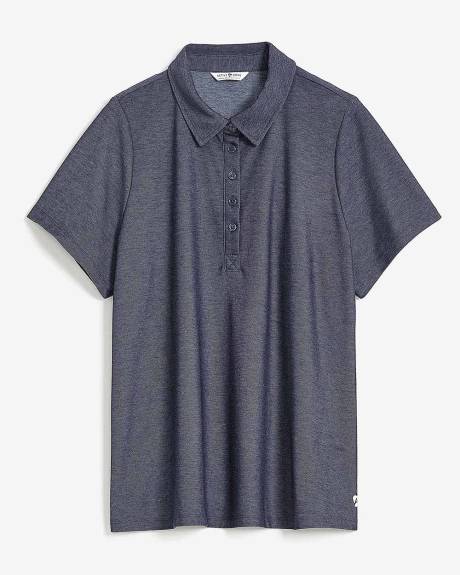 Short Sleeve Polo Top, Heather Blue - Active Zone