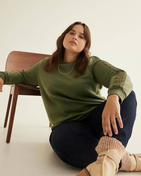 Crewneck Sweatshirt with Crochet Details